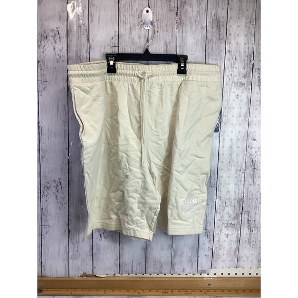 Spalding Shorts Mens Off White Beige Swim Run Short Color Meringue Size XL